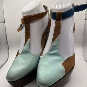 Elegant Women's Platform Shoes in Blue and Brown